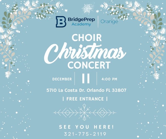 Choir Christmas Concert at 4:00 p.m. 