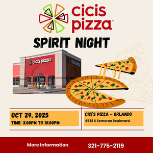 You’re warmly invited to join us for a Spirit Night at CICS Pizza!